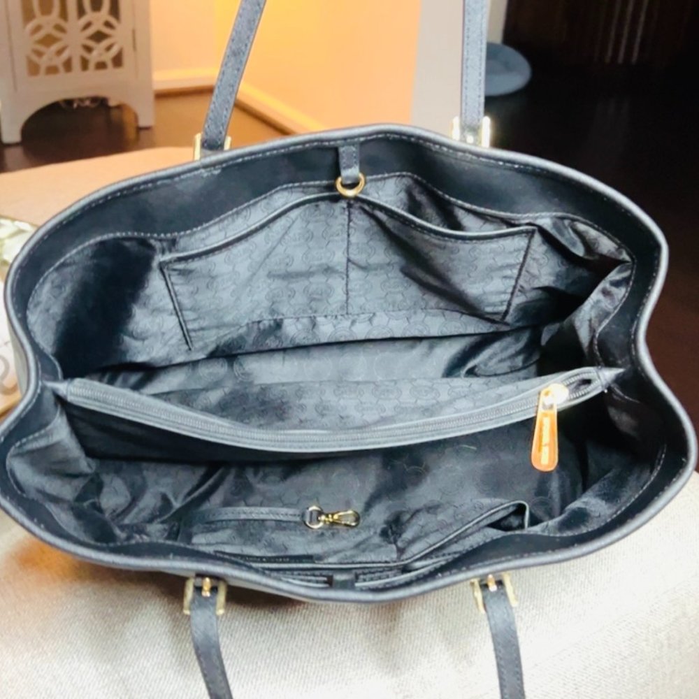 MICHAEL KORS  Jet Set Travel Large Saffiano Leather Tote Bag -Black - Picture 3 of 13